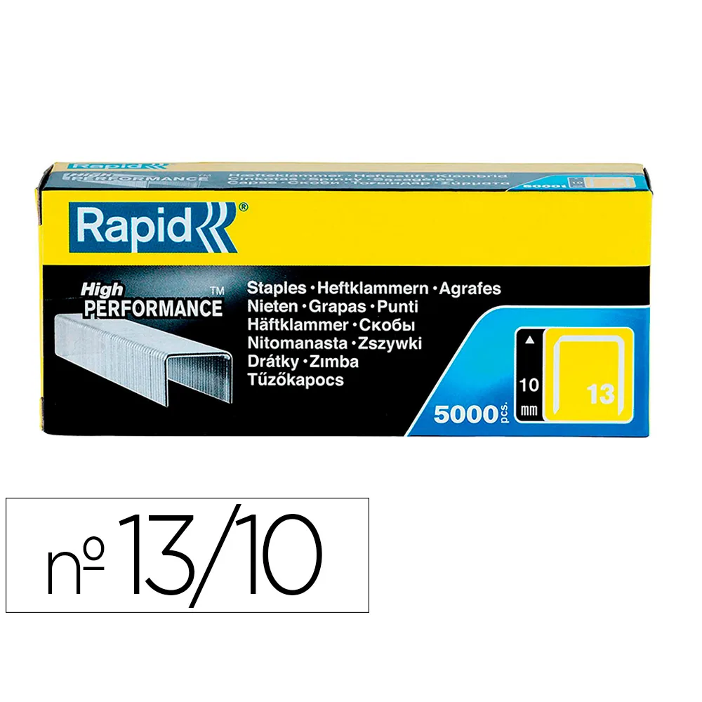 Grapas Rapid 13/10 MM Galvanizada Caja de 5000 Unidades