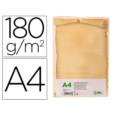 LIDERPAPEL Papel Pergamino Liderpapel DIN A4 Diploma 180 GR Paquete de 50 Hojas