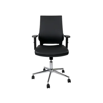 Q-CONNECT Silla Giratoria Q-Connect Respaldo Medio de Similpiel Regulable en Altura 980+100X630X625 MM Color Negro