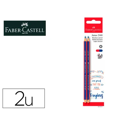 FABER CASTELL Lapices Bicolor Fino Faber Castell 2160-RB Hexagonal Rojo/azul Blister de 2 Unidades