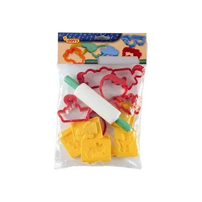 JOVI Juego Jovi Rodillo para Plastilina + 12 Moldes Formas Surtidas