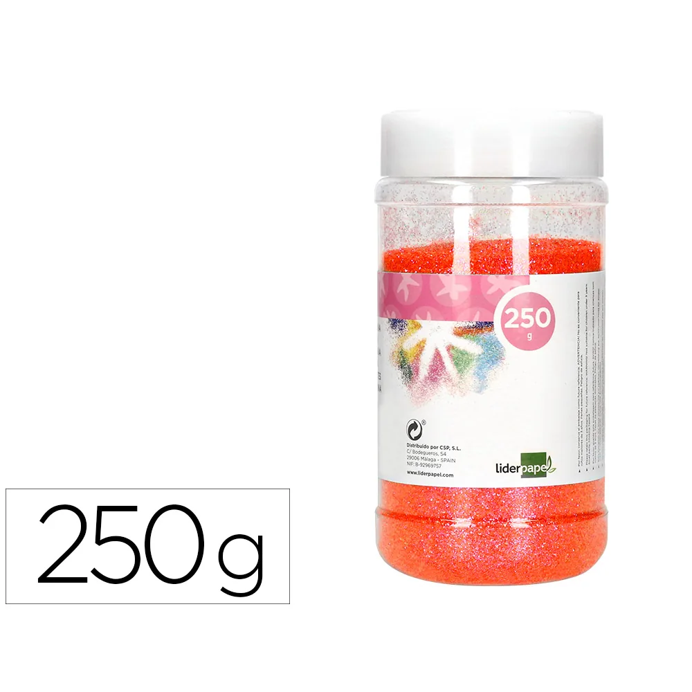Purpurina Liderpapel Fantasia Color Metalico Naranja Pastel Bote de 250 GR