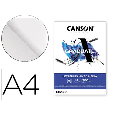 CANSON Bloc Dibujo Multitecnicas Canson Graduate Lettering Mixed Media 210X297 MM CM 20 Hojas 200 GR/M2