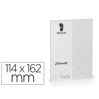 ROSSLER COLORETTI Sobre Rossler Coloretti C6 Ministro Color Gris Claro 114X162 MM Pack de 5 Unidades