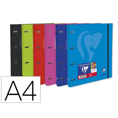 CLAIREFONTAINE Carpeta Clairefontaine Mimesys 4 Anillas 20 MM Carton Forrado DIN A4 con Recambio Colores Surtidos