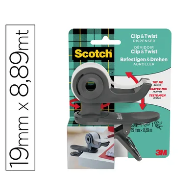 SCOTCH Portarrollo Scotch Clip & Twist Incluye 1 Cinta Scotch Magic 8,89 M X 19 MM