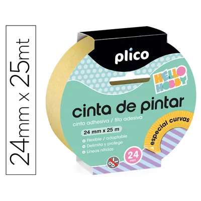 PLICO Cinta Adhesiva Plico para Pintor Especial Curvas 25 M X 24 MM