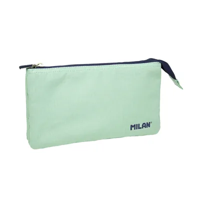 MILAN Bolso Escolar Portatodo Milan 1918 Collection 3 Cremalleras y 5 Compartimentos Verde 215X35X125 MM