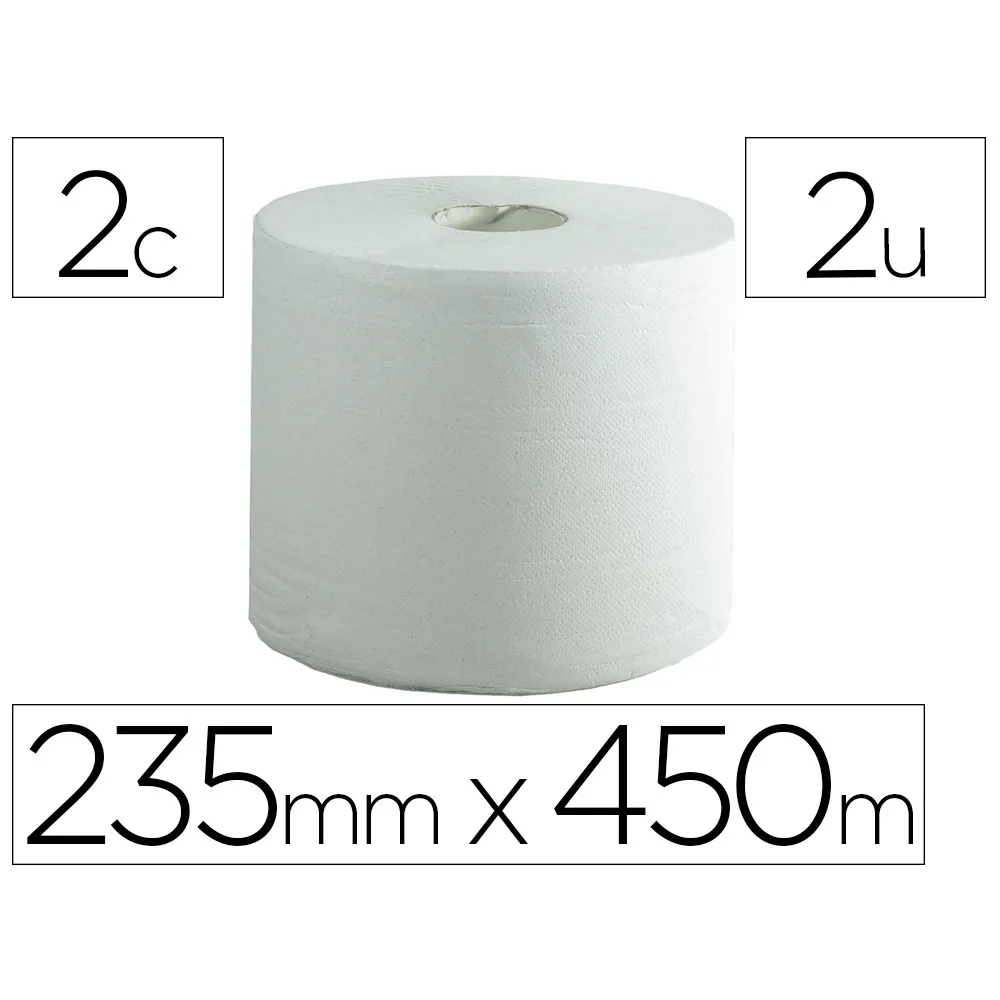 Papel Secamanos Bunzl Greensource Air Laid 2 Capas Celulosa Blanca 235 MM X 450 M Paquete de 2 Rollos