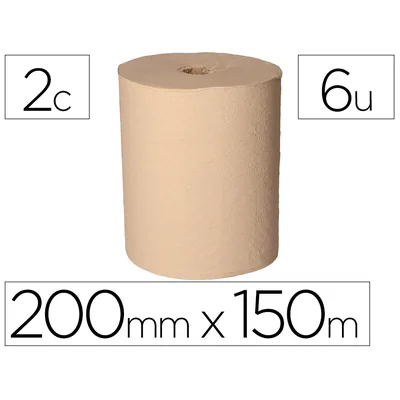 BUNZL Papel Secamanos Bunzl Greensource Nature 2 Capas Celulosa Reciclada Kraft 200 MM X 150 M Paquete de 6