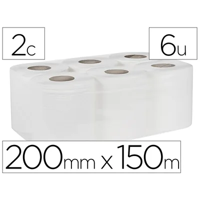 BUNZL Papel Secamanos Bunzl Greensource 2 Capas Celulosa Blanca 200 MM X 150 M Paquete de 6 Rollos