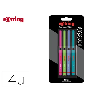 ROTRING Rotulador Rotring Fineliner Punta Metalica 0,4 MM Pack de 4 Colores Surtidos