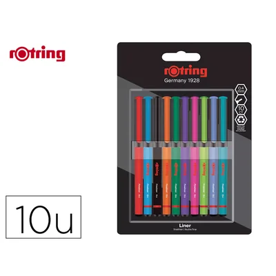 ROTRING Rotulador Rotring Fineliner Punta Metalica 0,4 MM Pack de 10 Colores Surtidos