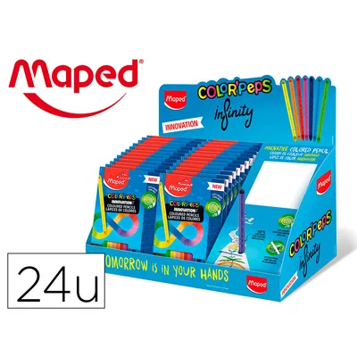 MAPED Lapices de Colores Maped Color Peps Infinity Caja de 12 Colores Surtidos Expositor de 24 Unidades