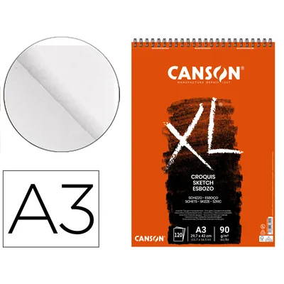 CANSON Bloc Dibujo Croquis DIN A3 Microperforado 29,7X42 CM 120 Hojas Grano Fino 90 G