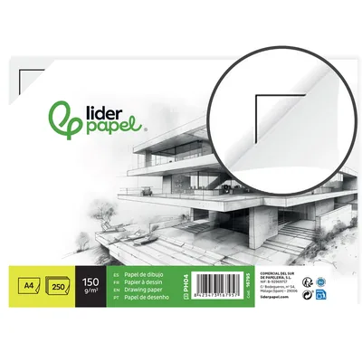 LIDERPAPEL Papel Dibujo Liderpapel 210X297MM 150G/M2 con Cajetin para Datos