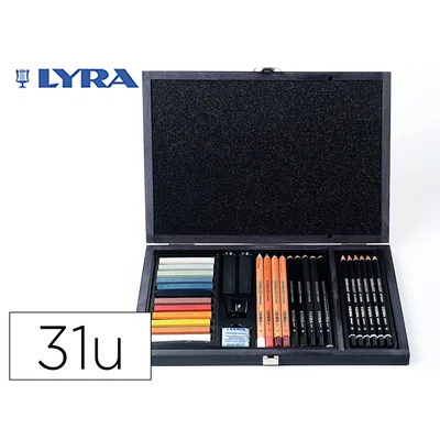 LYRA Set Dibujo Lyra Estuche de Madera con 31 Piezas Surtidas