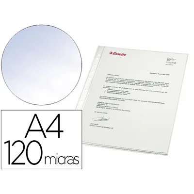 ESSELTE Funda Multitaladro Esselte DIN A4 Polipropileno Cristal 120 Mc Caja de 100 Unidades