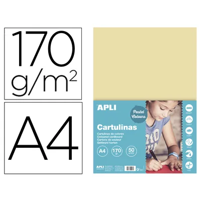 APLI Cartulina Apli DIN A4 170G/M2 Crema Paquete de 50 Hojas