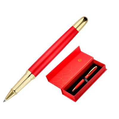 BELIUS Boligrafo Belius Passion Dor Aluminio Textura Cepillada Color Rojo y Dorado Tinta Azul Caja de Diseño