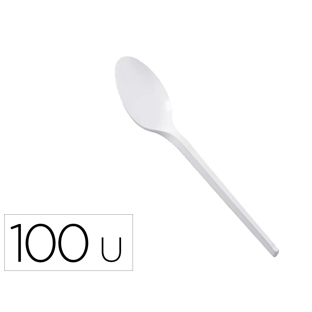 Cuchara Sopera de Plastico Blanco Reutilizable Paquete DE100 Unidades