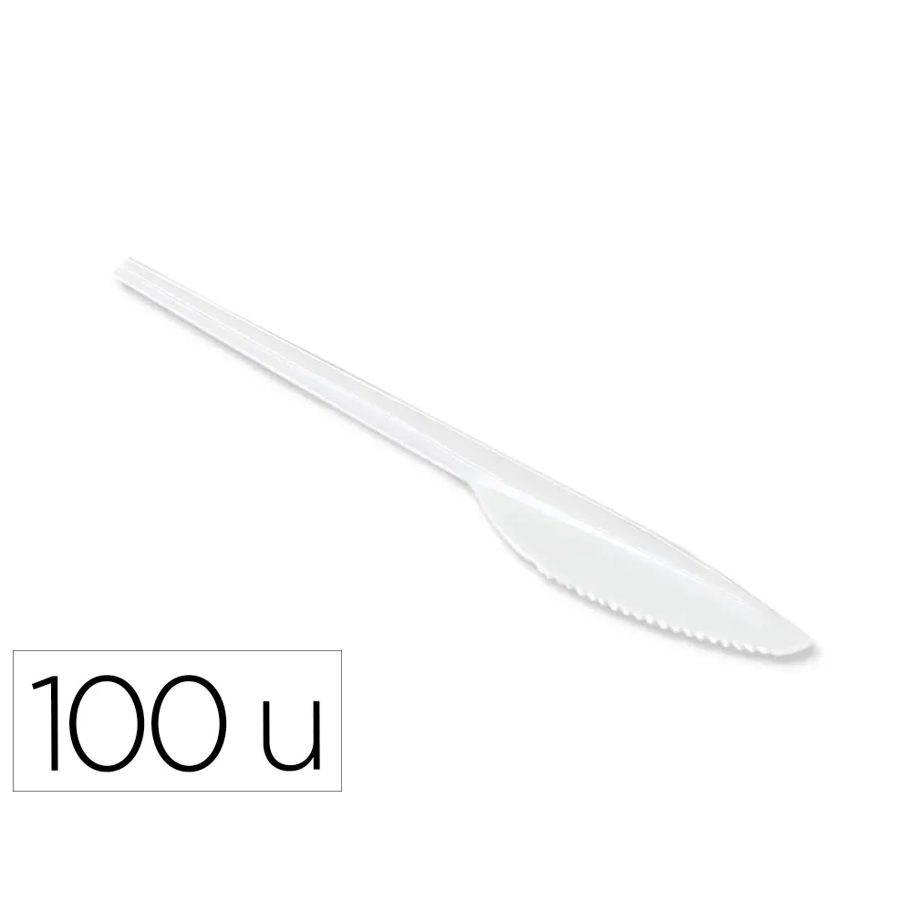 Cuchillo de Plastico Blanco Reutilizable Paquete de 100 Unidades