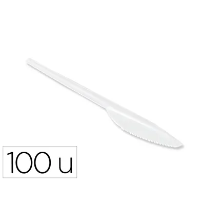 BLANCA Cuchillo de Plastico Blanco Reutilizable Paquete de 100 Unidades
