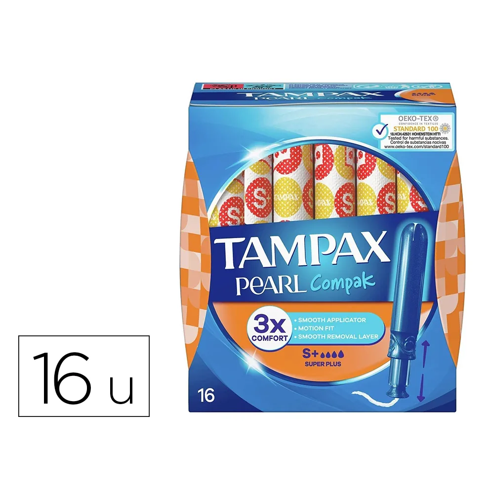Tampon Tampax Pearl Compak Super Plus Caja de 16 Unidades