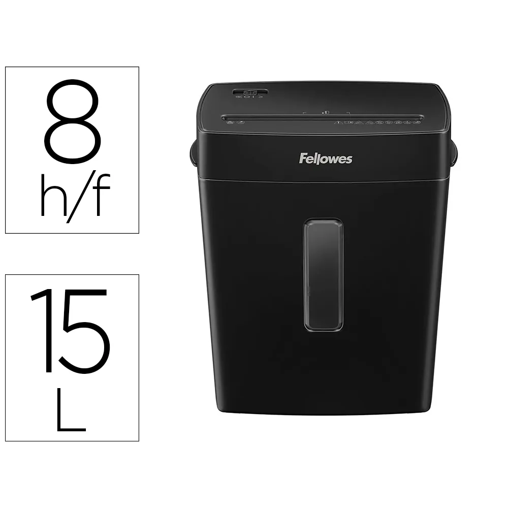 Destructora de Documentos Fellowes P-42C Capacidad 8H Seguridad P4 Grapas y Tarjetas Papelera 15 L