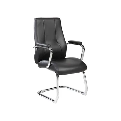 ROCADA Silla Rocada Confidente Brazos Fijos Estructura Cromada Asiento y Respaldo Tapizado Similpiel Negro