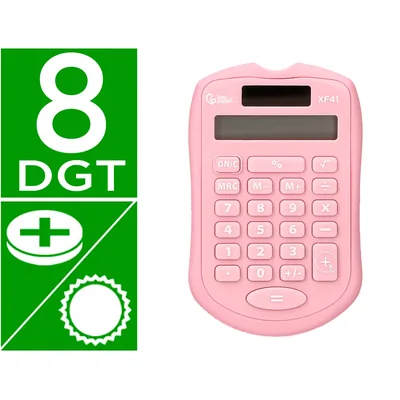 LIDERPAPEL Calculadora Liderpapel Bolsillo XF41 8 Digitos Solar y Pilas Color Rosa 94X59,5X10,5MM