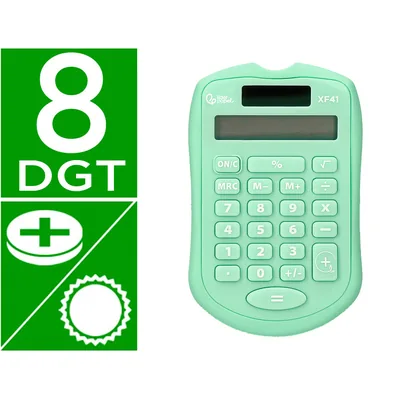 LIDERPAPEL Calculadora Liderpapel Bolsillo XF42 8 Digitos Solar y Pilas Color Verde 94X59,5X10,5MM