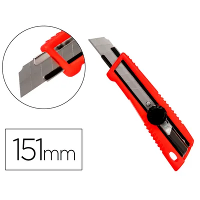 Q-CONNECT Cuter Q-Connect Plastico Ancho Bloqueo de la Hoja por Rueda Guia Metalica para la Cuchilla 18 MM XD-190 Blister 1 Unida