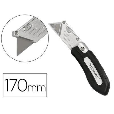 Q-CONNECT Cuter Q-Connect Metalico Ancho Plegable con Mango Antideslizante Cuchilla 19 MM XD-925 Conclip Blister 1 Unidad