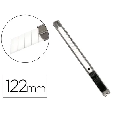 Q-CONNECT Cuter Q-Connect Metalico Estrecho Cuchilla Ceramica 9 MM XD-C18 con Clip Blister 1 Unidad