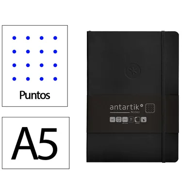 ANTARTIK Cuaderno con Gomilla Antartik Notes Tapa Blanda A5 Hojas Puntos Negro 80 Hojas 80 GR Fsc