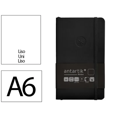 ANTARTIK Cuaderno con Gomilla Antartik Notes Tapa Blanda A6 Hojas Lisas Negro 100 Hojas 80 GR Fsc