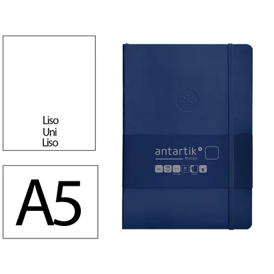 ANTARTIK Cuaderno con Gomilla Antartik Notes Tapa Blanda A5 Hojas Lisas Azul Marino 80 Hojas 80 GR Fsc
