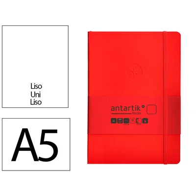 ANTARTIK Cuaderno con Gomilla Antartik Notes Tapa Blanda A5 Hojas Lisas Rojo 80 Hojas 80 GR Fsc