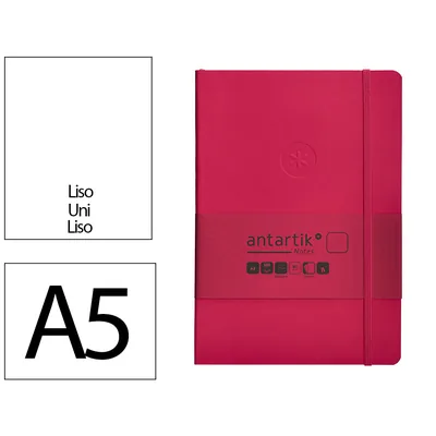 ANTARTIK Cuaderno con Gomilla Antartik Notes Tapa Blanda A5 Hojas Lisas Burdeos 80 Hojas 80 GR Fsc
