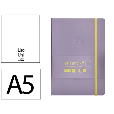 ANTARTIK Cuaderno con Gomilla Antartik Notes Tapa Blanda A5 Hojas Lisas Morado y Amarillo 80 Hojas 80 GR Fsc