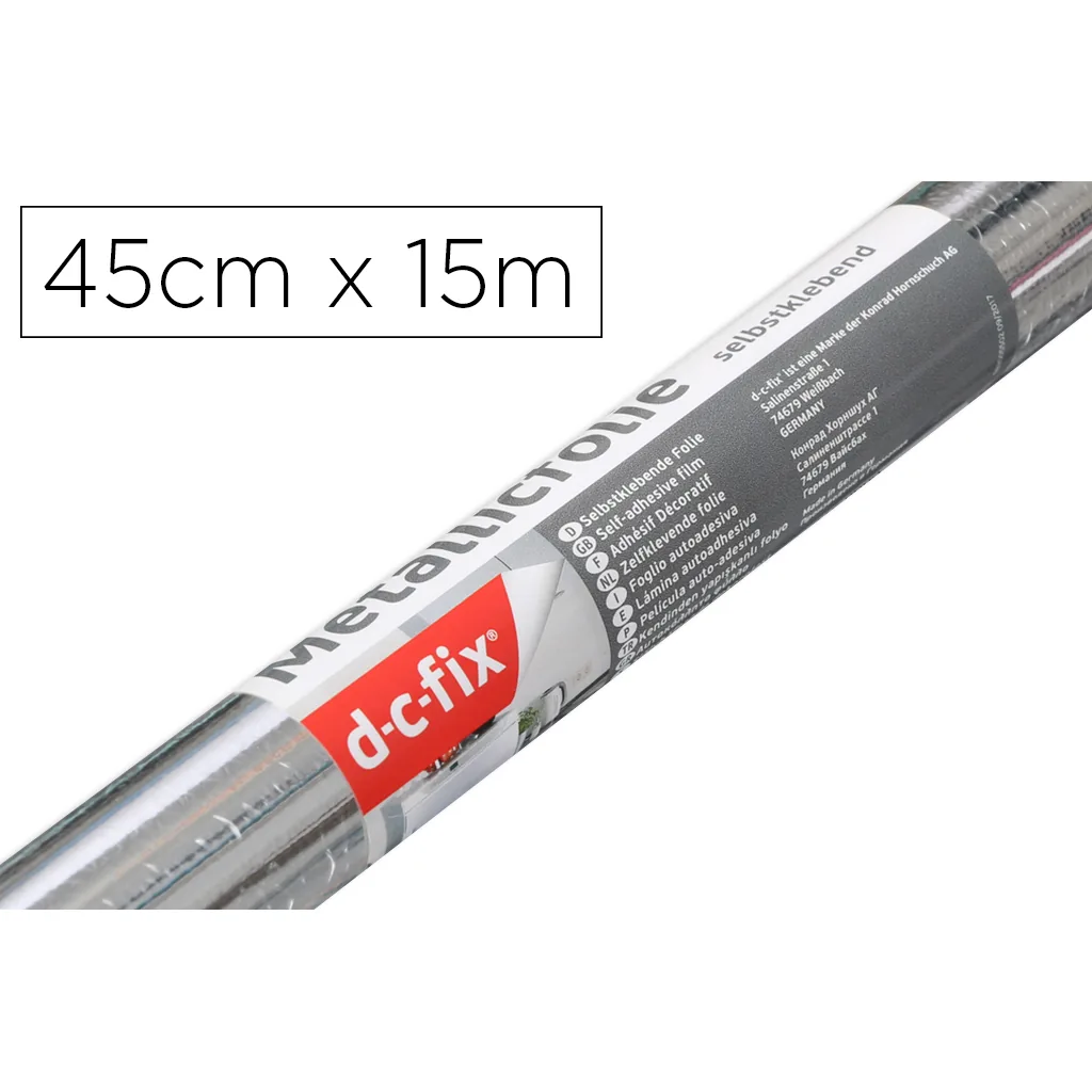 Rollo Adhesivo D-C-Fix Plata Brillo Ancho 45 CM Largo 15 M