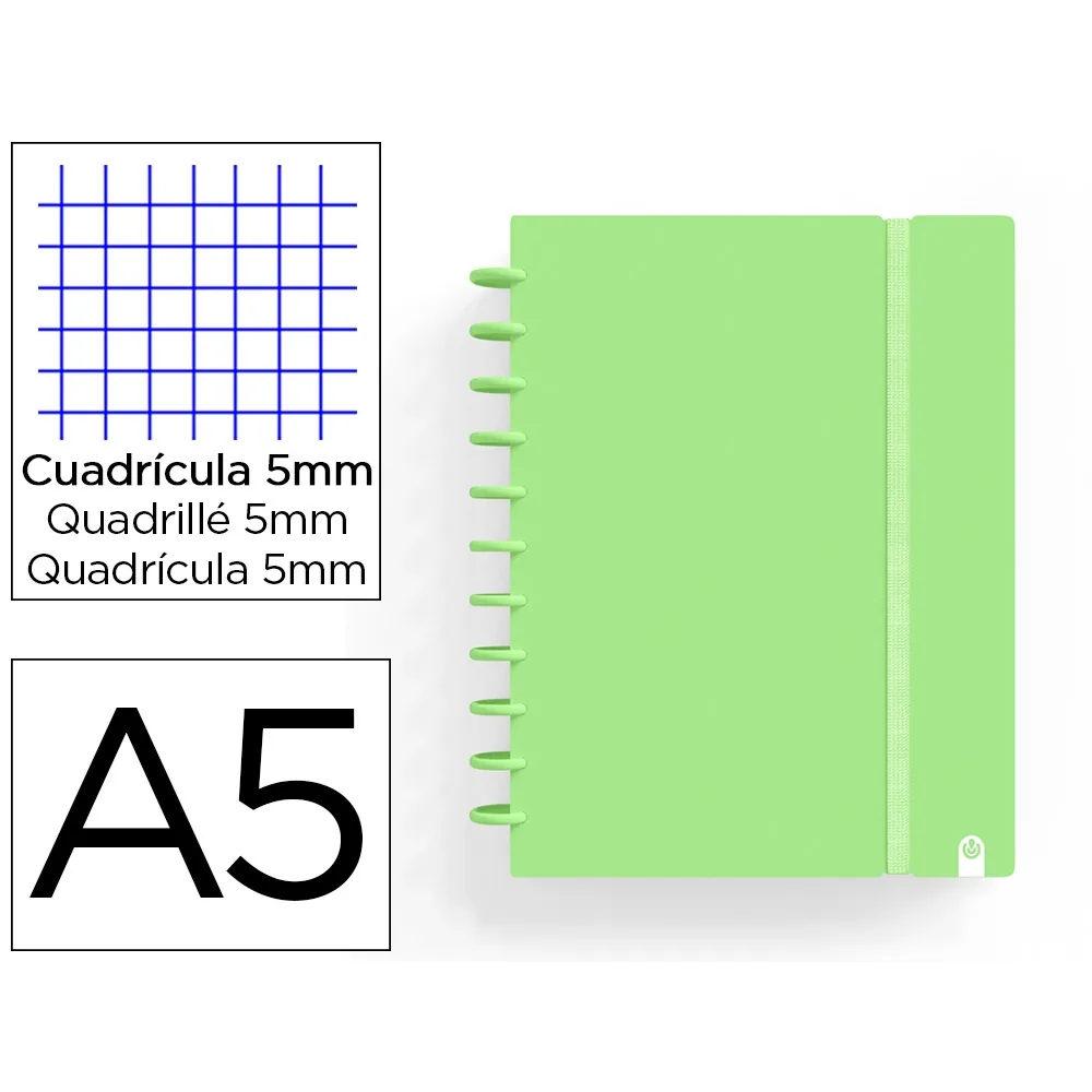 Cuaderno Carchivo Ingeniox Foam A5 80H Cuadricula Verde Pastel