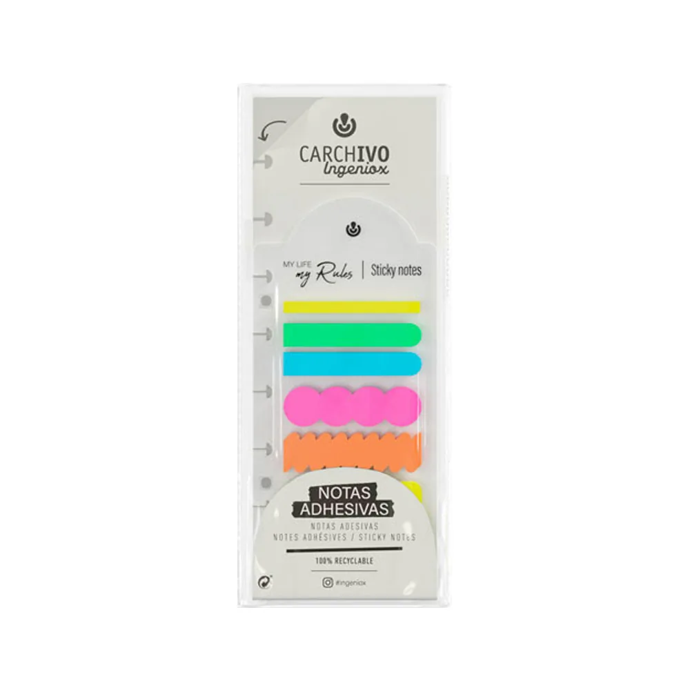 Bloc de Notas Adhesivas Carchivo Ingeniox Irregular Colores Neon