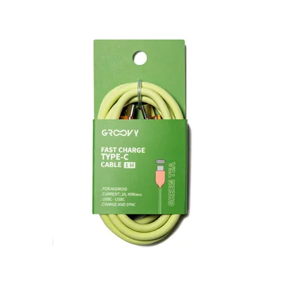 GROOVY Cable Groovy Usb 2.0 Tipo C a Tipo C Longitud 1 M Silicona Color Verde Te