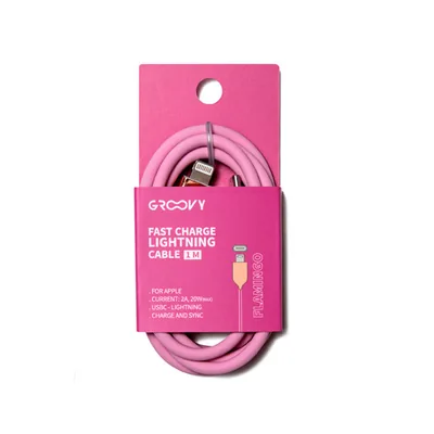 GROOVY Cable Groovy Usb 2.0 a Usb C Apple Lightning Longitud 1 M Silicona Color Rosa Flamenco