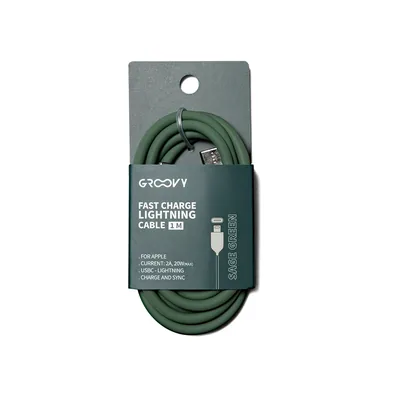 GROOVY Cable Groovy Usb 2.0 Tipo C a Tipo C Longitud 1 M Silicona Color Verde Salvia