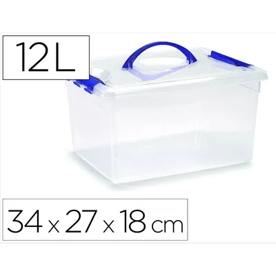 PLASTICFORTE Contenedor Plastico Plasticforte N 9 Transparente con Tapa y Asa Capacidad 12 L