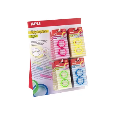 APLI Cinta Adhesiva Apli Neon para Resaltar Textos Pack de 2 Unidades Colores Surtidos