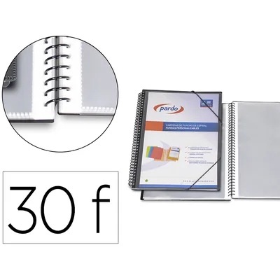 PARDO Carpeta Pardo Escaparate con Espiral 30 Fundas Folio Personalizable Color Negra